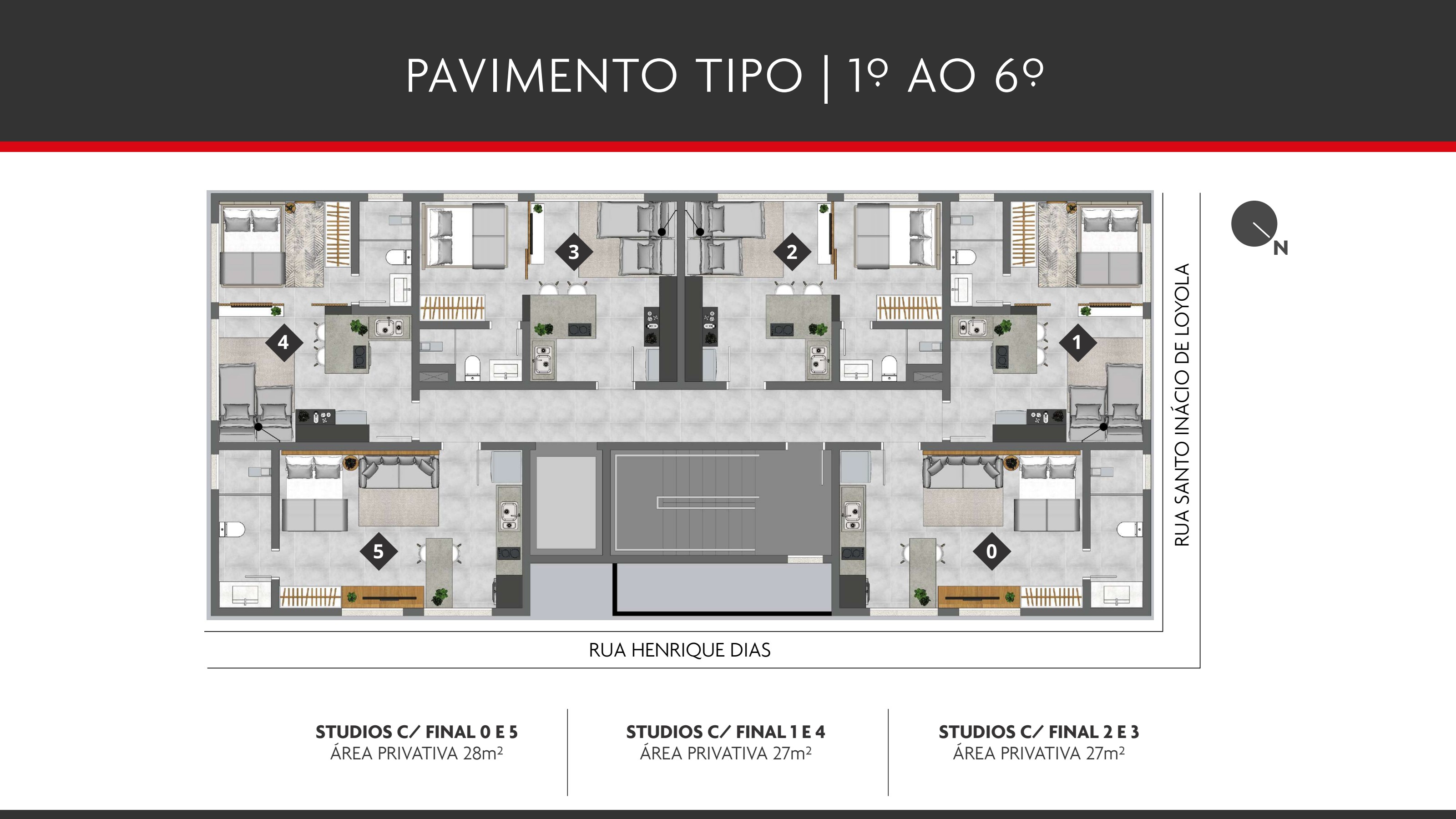 Planta do pavimento tipo - 1º ao 6º andar